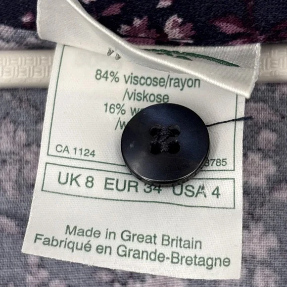 VTG Laura Ashley Lace Collar Tea Dress 4 Purple Prairie Romantic Coquette Ditsy - Picture 7 of 12